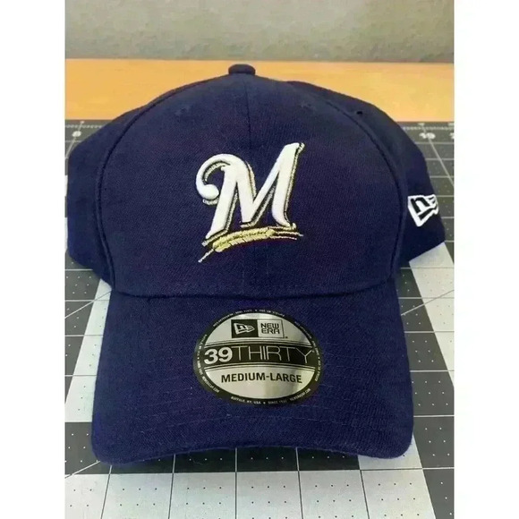 Milwaukee Brewers Hat Mens M/L MLB New Era Diamond Era Classic 39THIRTY Flex - Picture 2 of 6